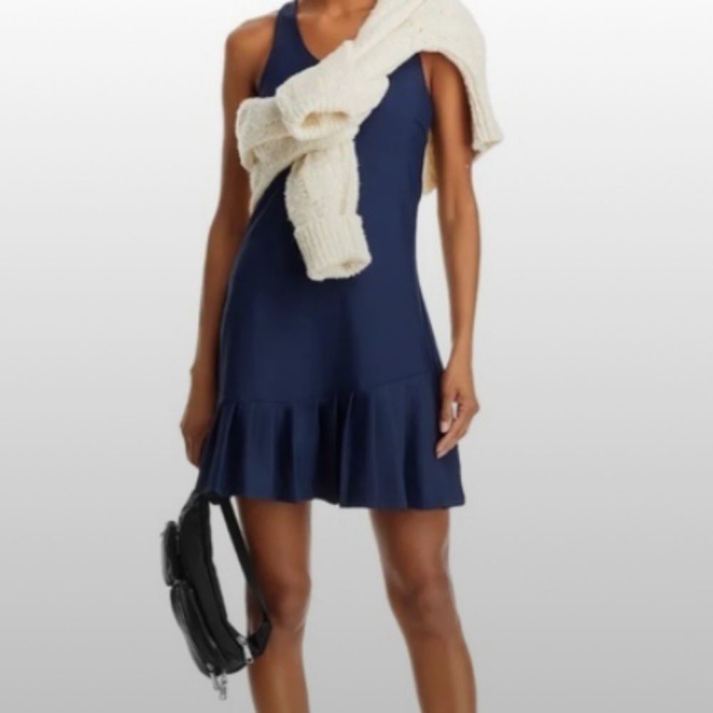 Aqua Athletics Pleat Front Athleisure Dress Navy M